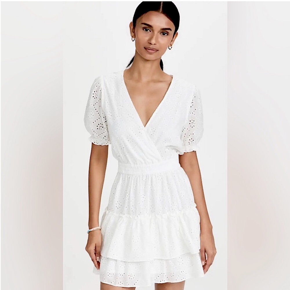WAYF Reese Spring/Summer Lined Cotton Eyelet Mini Dress Size Lg NWT